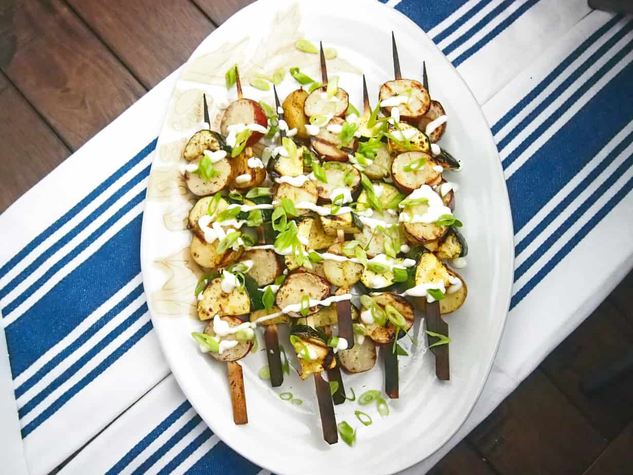 Grilled Potato Salad Skewers with Zucchini