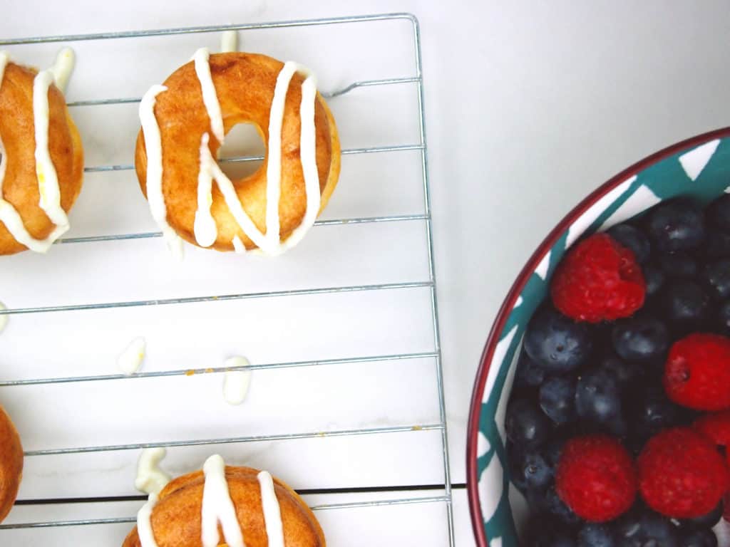 Lemon Mascarpone Drizzled Doughnuts