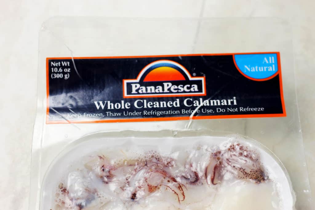 Branded Pana Pesca package of whole cleaned calamari