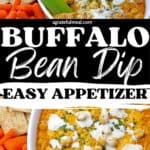 Pinterest image with the words "buffalo bean dip easy appetizer" in text overlay.