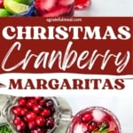 Pinterest image of margaritas with text "Christmas Cranberry Margaritas".