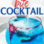 Pinterest images of the cocktail that says "Shark Bite Cocktail" in text overlay.