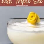 Pinterest image of the cocktail with the words "Gin sour with triple sec" in text overlay.