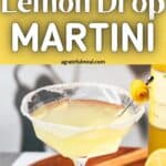 Pinterest image of the martini with the words "limoncello lemon drop martini" in text overlay.