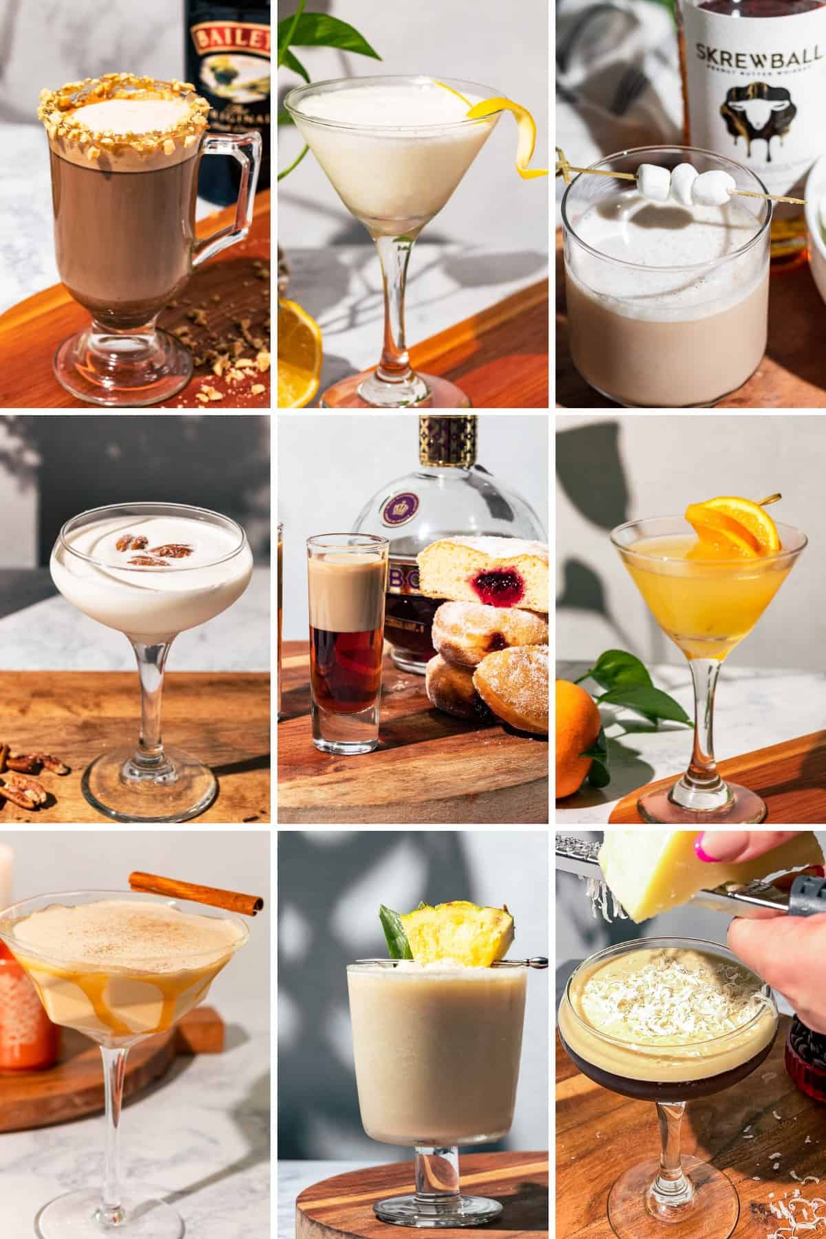 Photo collage of all 9 cocktails. 