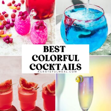 Photo collage of 4 cocktails with the words "Best Colorful Cocktails" in text overlay.