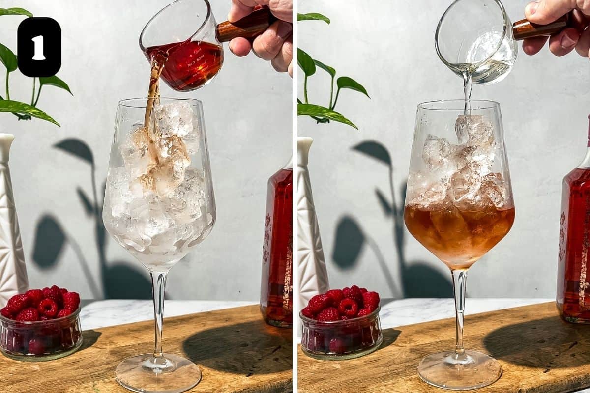 Bramble Pink Gin Spritz Cocktail with Raspberries A Grateful Meal