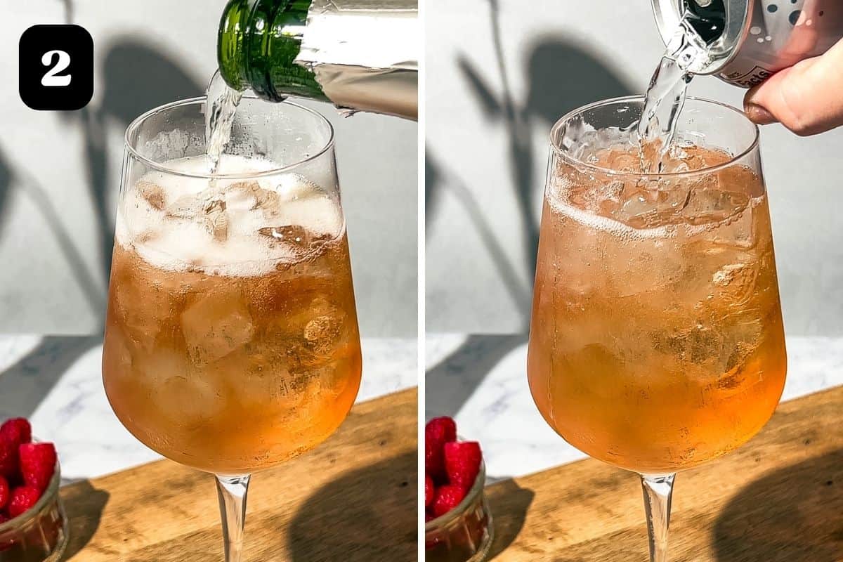 Bramble Pink Gin Spritz Cocktail with Raspberries A Grateful Meal