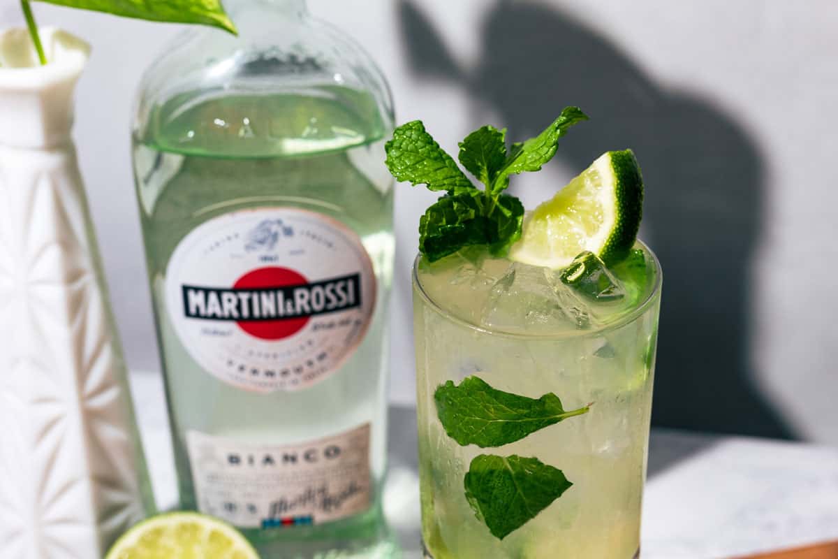 Easy Martini Royale Cocktail with Mint and Prosecco A Grateful Meal