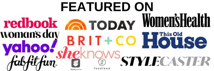 Photo collage of where A Grateful Meal has been featured including the Today Show, Women's Day, Yahoo!, Brit + Co., Redbook, and more.