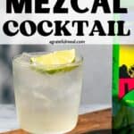 Pinterest image of the cocktail with the words "3 Ingredient Mezcal Cocktail" in text overlay.