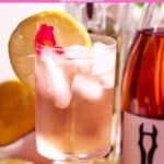 Pinterest image of the cocktail with the words "Elderflower Rosé Wine Spritzer" in text overlay.