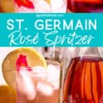 Pinterest image of the cocktail with the words "St. Germain Rosé Spritzer" in text overlay.