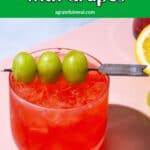 Pinterest image of the cocktail with the words "Campari Gin Sour with Grapes" in text overlay.